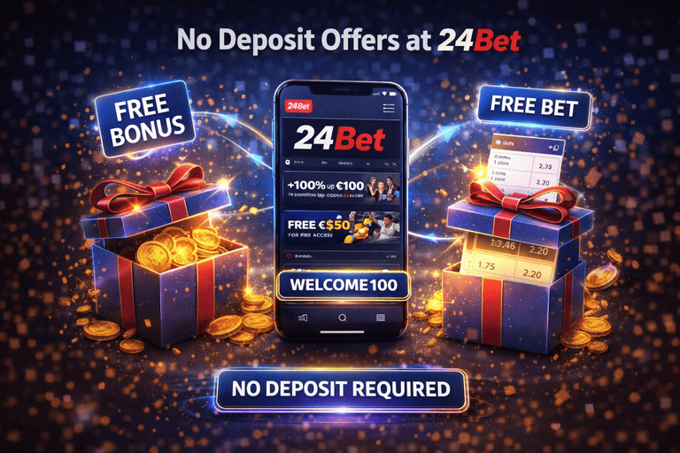 Бездепозитные предложения по промокоду в БК 24Бет со стартовыми бонусами без пополнения счета и условиями активации для новых пользователей